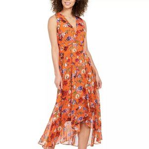 Calvin Klein Floral Chiffon Surplice Dress